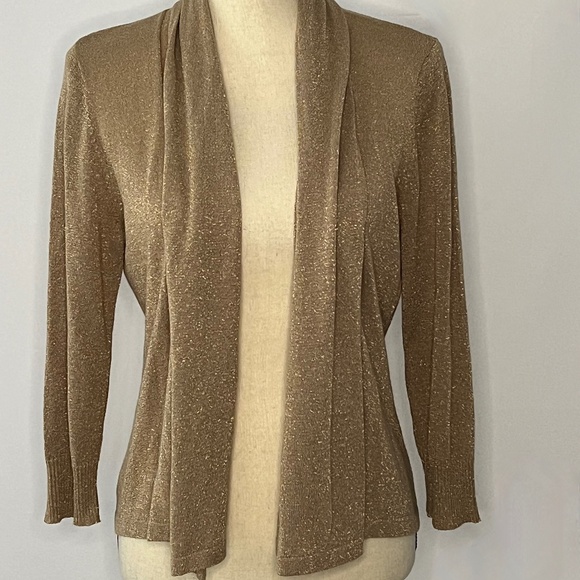 Vintage Sweaterworks Metallic Rayon Open Cardigan Size M - Picture 2 of 6